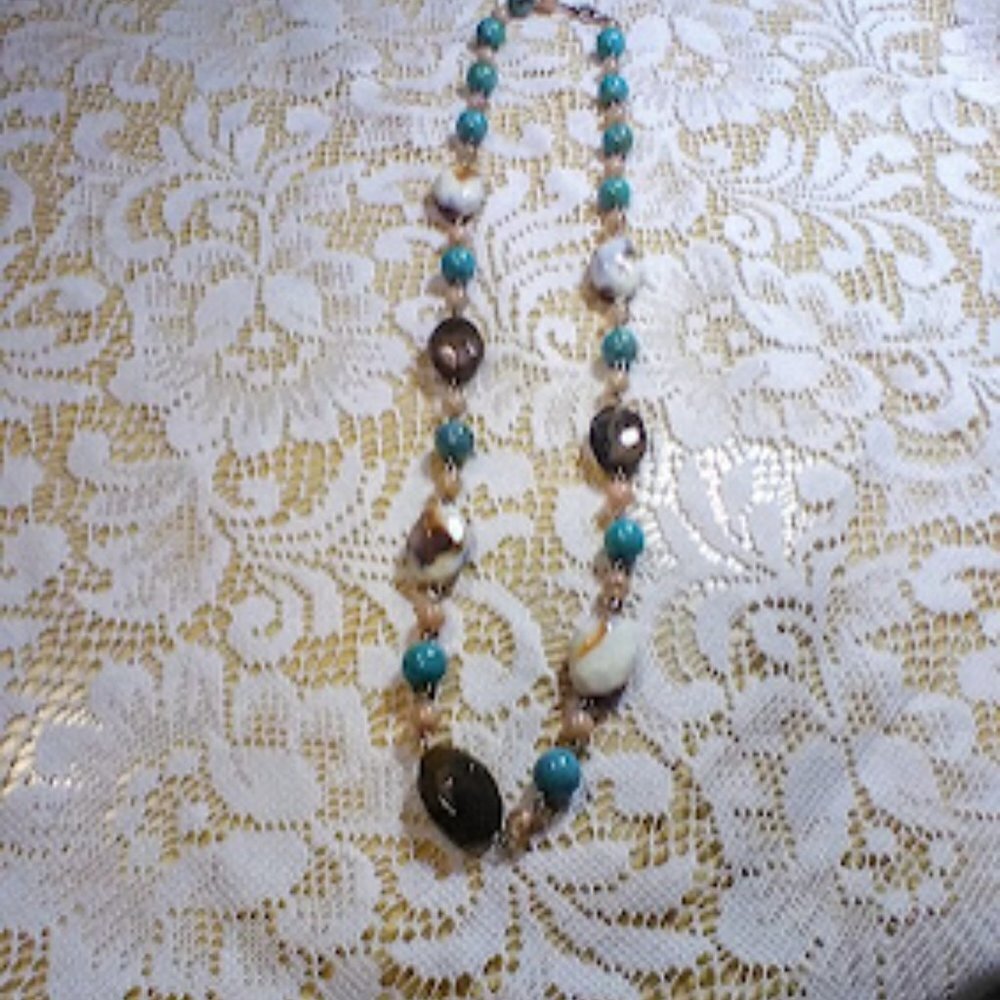 Chunky Beaded Necklace Multi color 14.5"